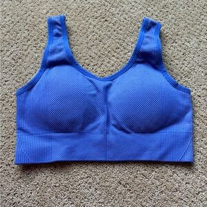 SAVVI Blue ribbed sports bra